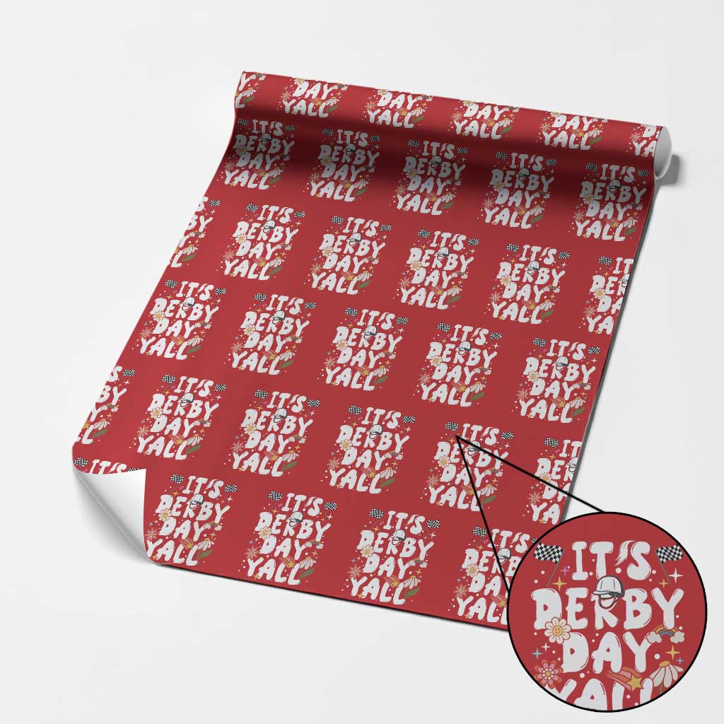 It's Derby Day Y'All Wrapping Paper Roll Retro Groovy KY Horse Racing