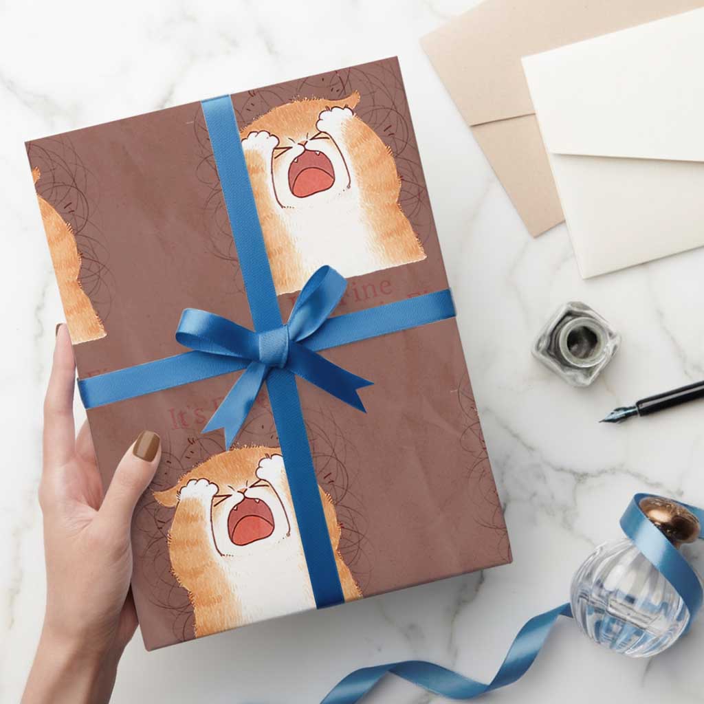 Its Fine I am Fine Everything is Fine Funny Cat Lover Wrapping Paper Roll - Wonder Print Shop