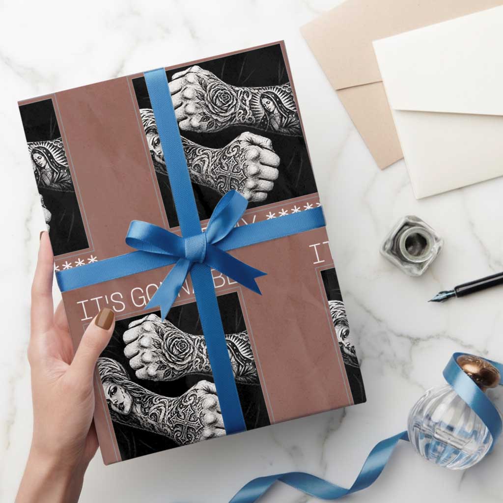 Its Gonna Be Bad Slang Quote Wrapping Paper Roll Distressed Fighting Fists West Coast Tattoo Graphic
