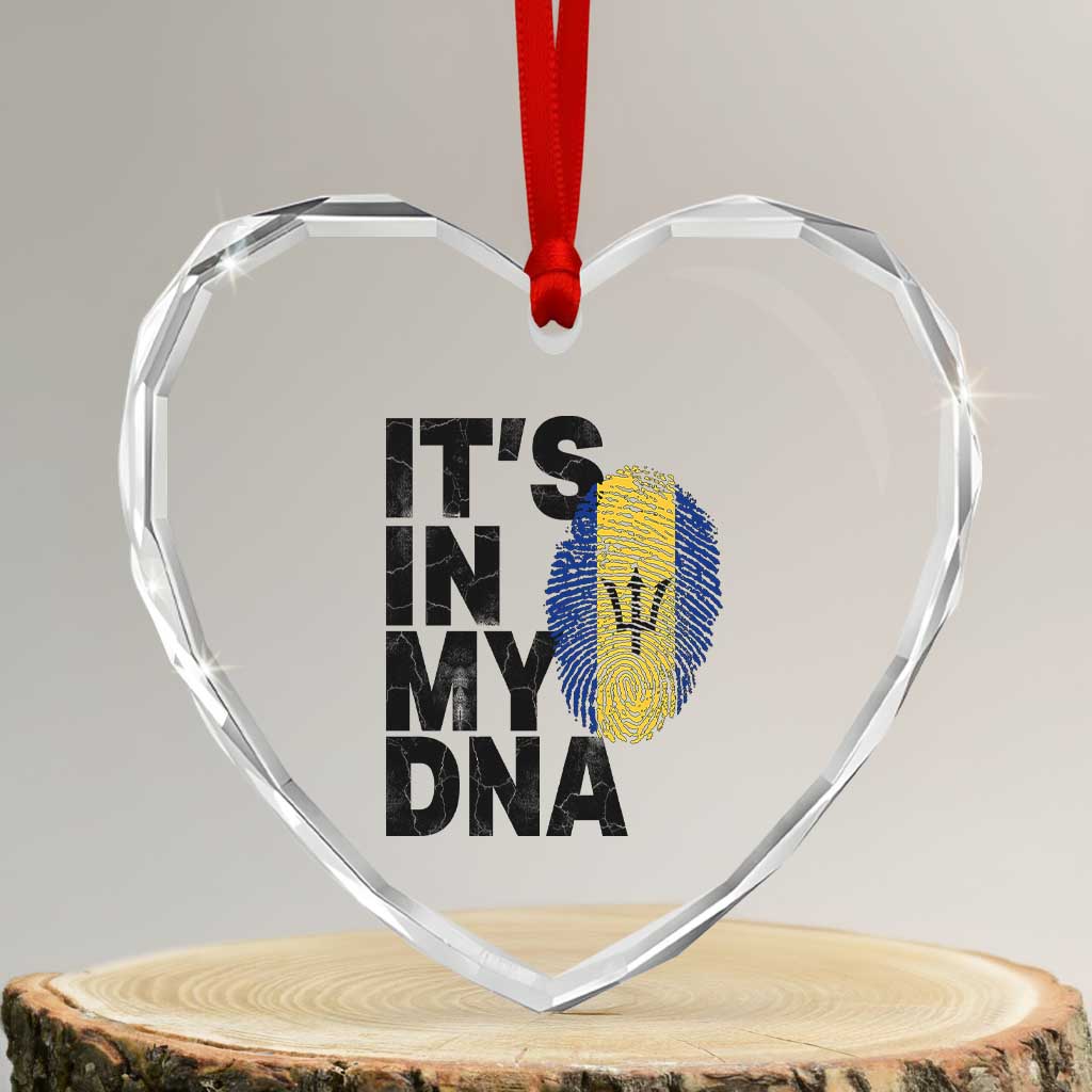 It's In My DNA Barbados Barbadian Heart Crystal Glass Ornament Pride Heritage Patriotic Gift