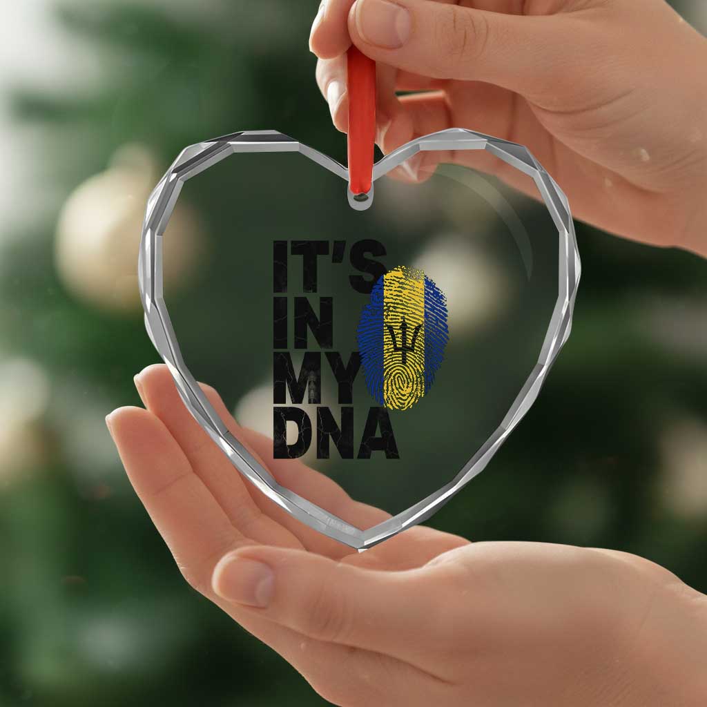 It's In My DNA Barbados Barbadian Heart Crystal Glass Ornament Pride Heritage Patriotic Gift