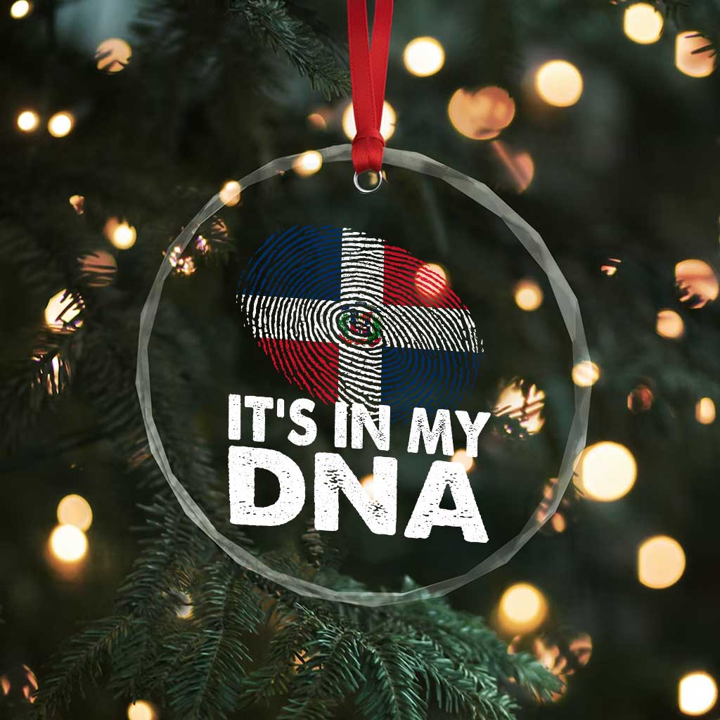 It's in My DNA Dominican Flag Crystal Glass Ornament - Wonder Print Shop