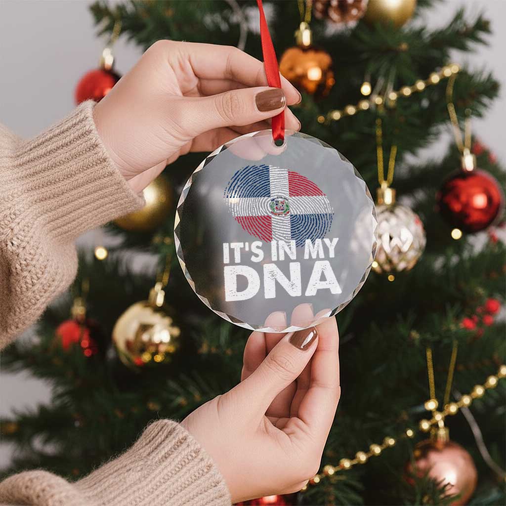 It's in My DNA Dominican Flag Crystal Glass Ornament - Wonder Print Shop