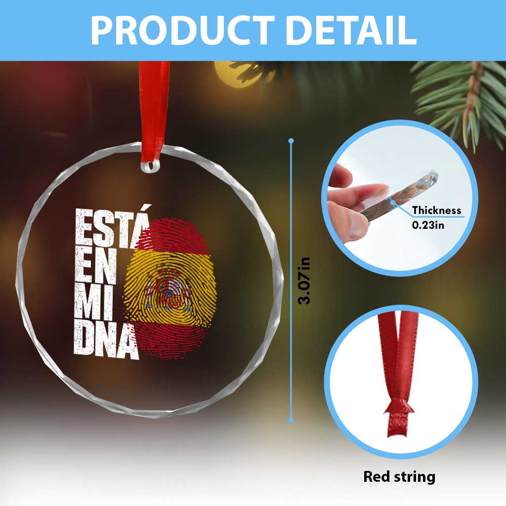 It's in My DNA Espana Spain Spanish Flag Pride Crystal Glass Ornament