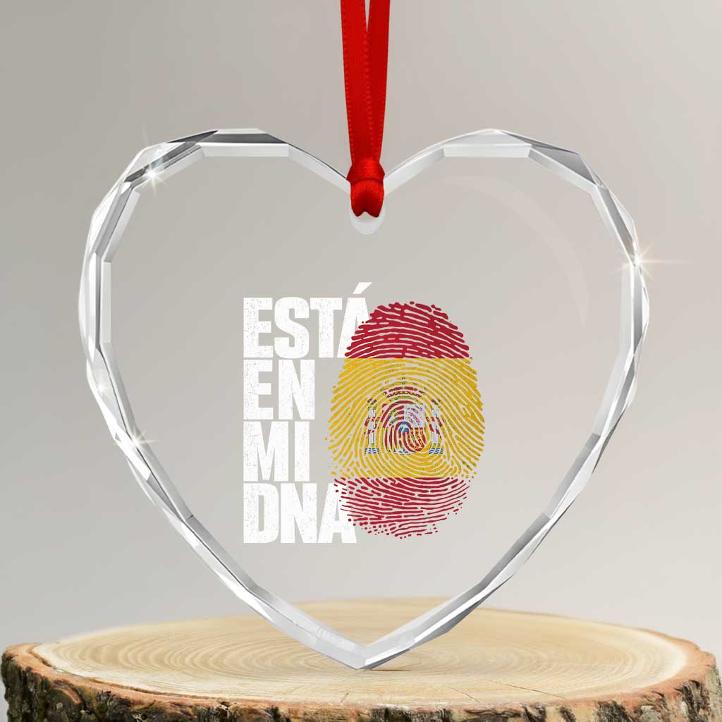 It's in My DNA Espana Spain Spanish Flag Pride Heart Crystal Glass Ornament