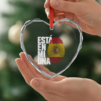 It's in My DNA Espana Spain Spanish Flag Pride Heart Crystal Glass Ornament