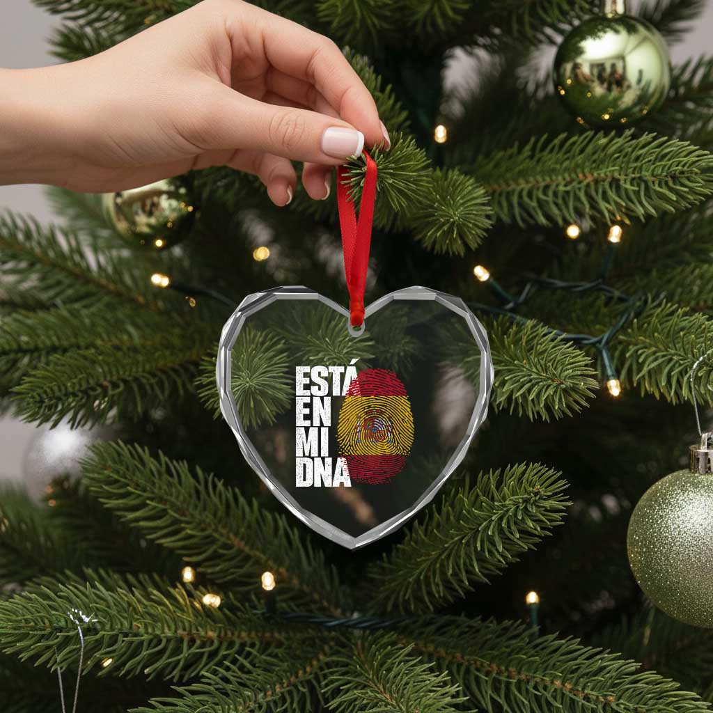 It's in My DNA Espana Spain Spanish Flag Pride Heart Crystal Glass Ornament