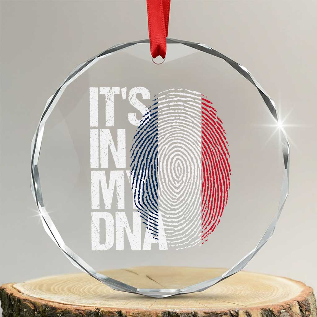 It's in My DNA France French Flag Crystal Glass Ornament
