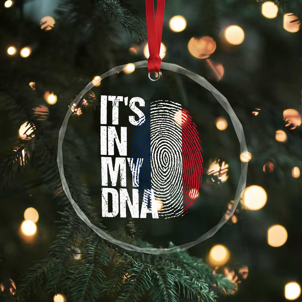 It's in My DNA France French Flag Crystal Glass Ornament