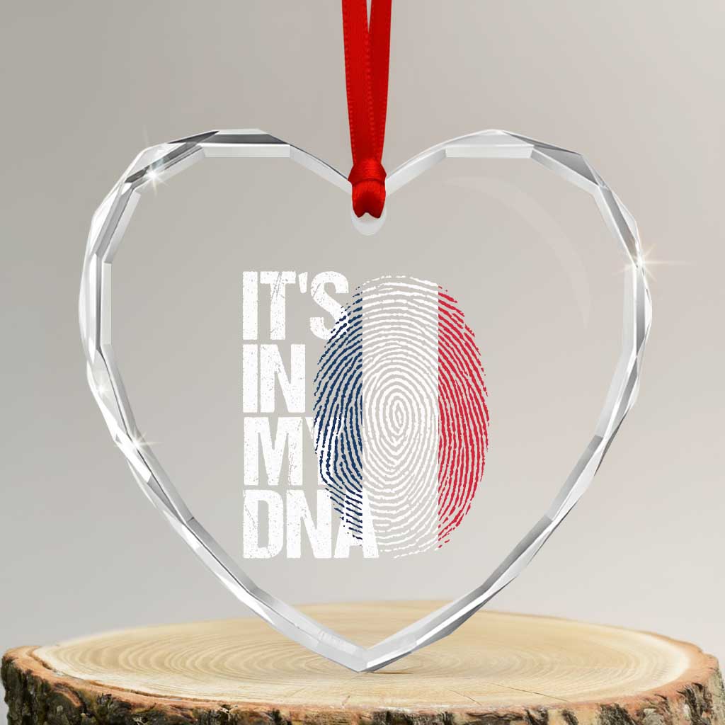 It's in My DNA France French Flag Heart Crystal Glass Ornament
