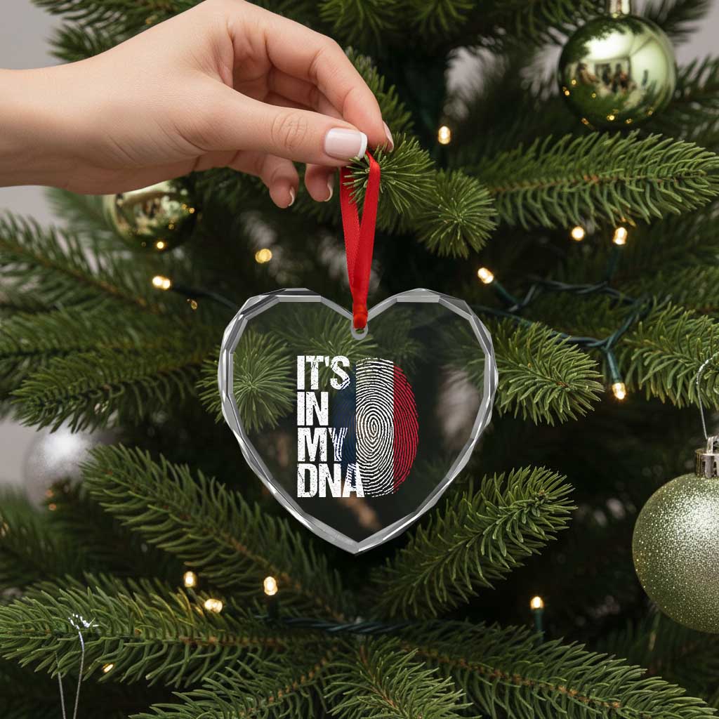 It's in My DNA France French Flag Heart Crystal Glass Ornament