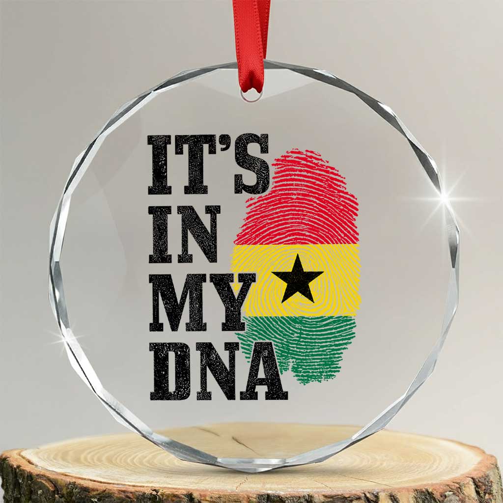 Its In My DNA Ghana Crystal Glass Ornament Fingerprint Flag Proud Ghanaian Heritage Ghanese Roots