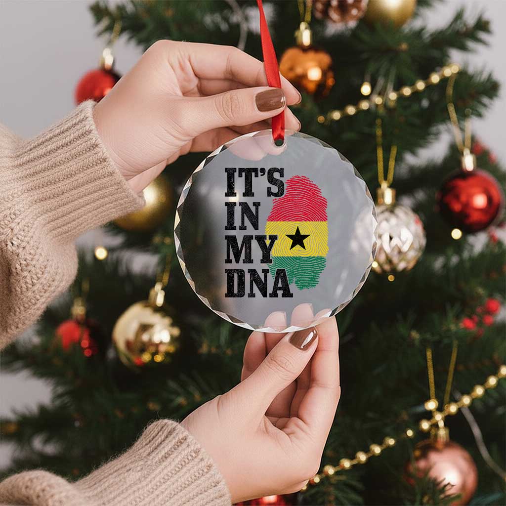 Its In My DNA Ghana Crystal Glass Ornament Fingerprint Flag Proud Ghanaian Heritage Ghanese Roots