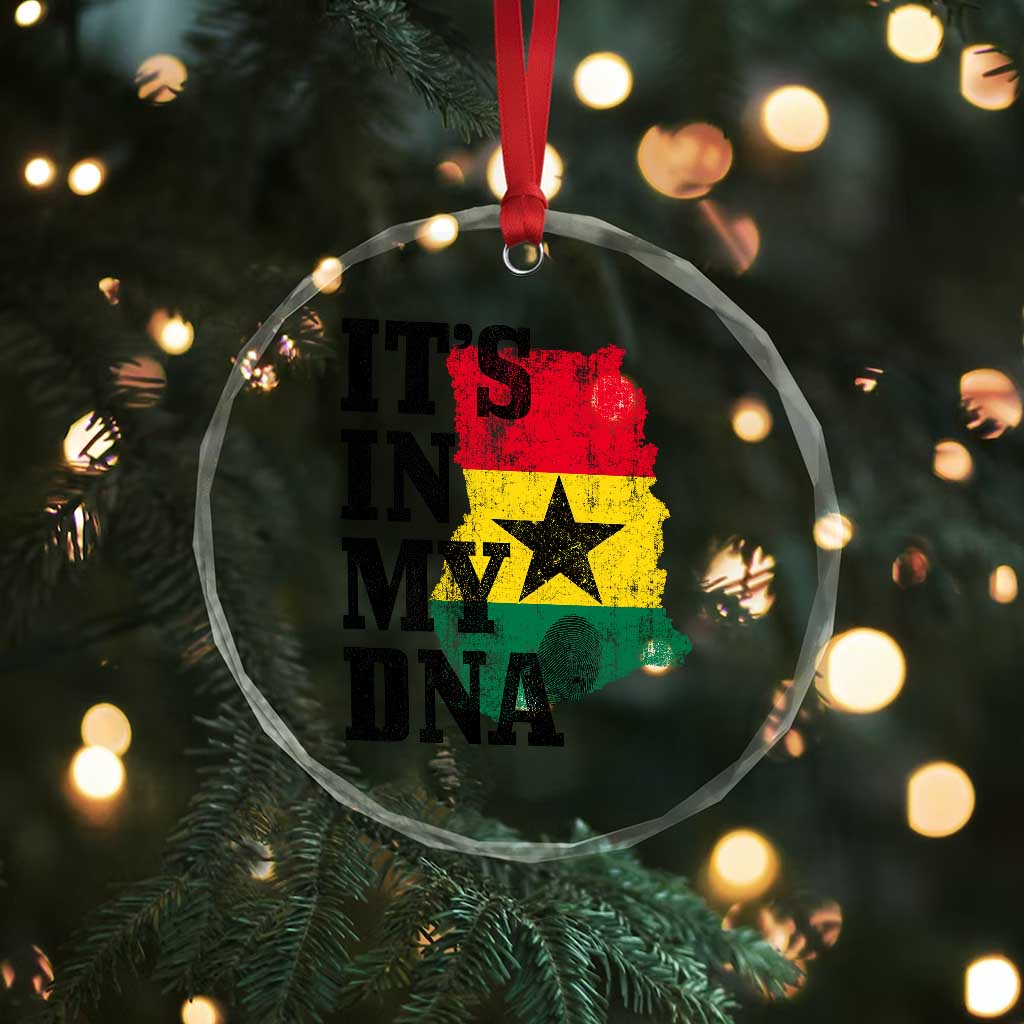 Its In My DNA Ghana Crystal Glass Ornament Proud Ghanaian Heritage Ghanese Roots Vintage Ghana Map Flag