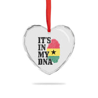 Its In My DNA Ghana Heart Crystal Glass Ornament Fingerprint Flag Proud Ghanaian Heritage Ghanese Roots