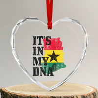 Its In My DNA Ghana Heart Crystal Glass Ornament Proud Ghanaian Heritage Ghanese Roots Vintage Ghana Map Flag