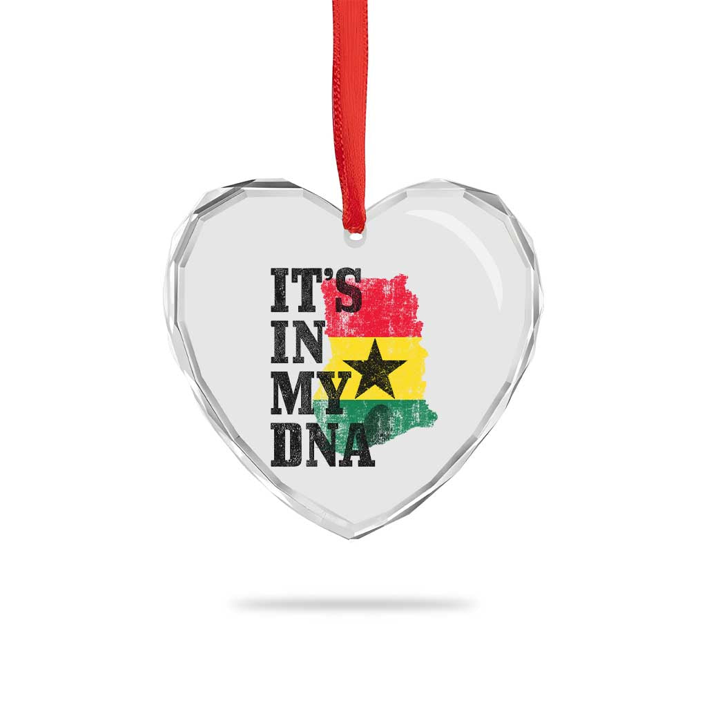 Its In My DNA Ghana Heart Crystal Glass Ornament Proud Ghanaian Heritage Ghanese Roots Vintage Ghana Map Flag