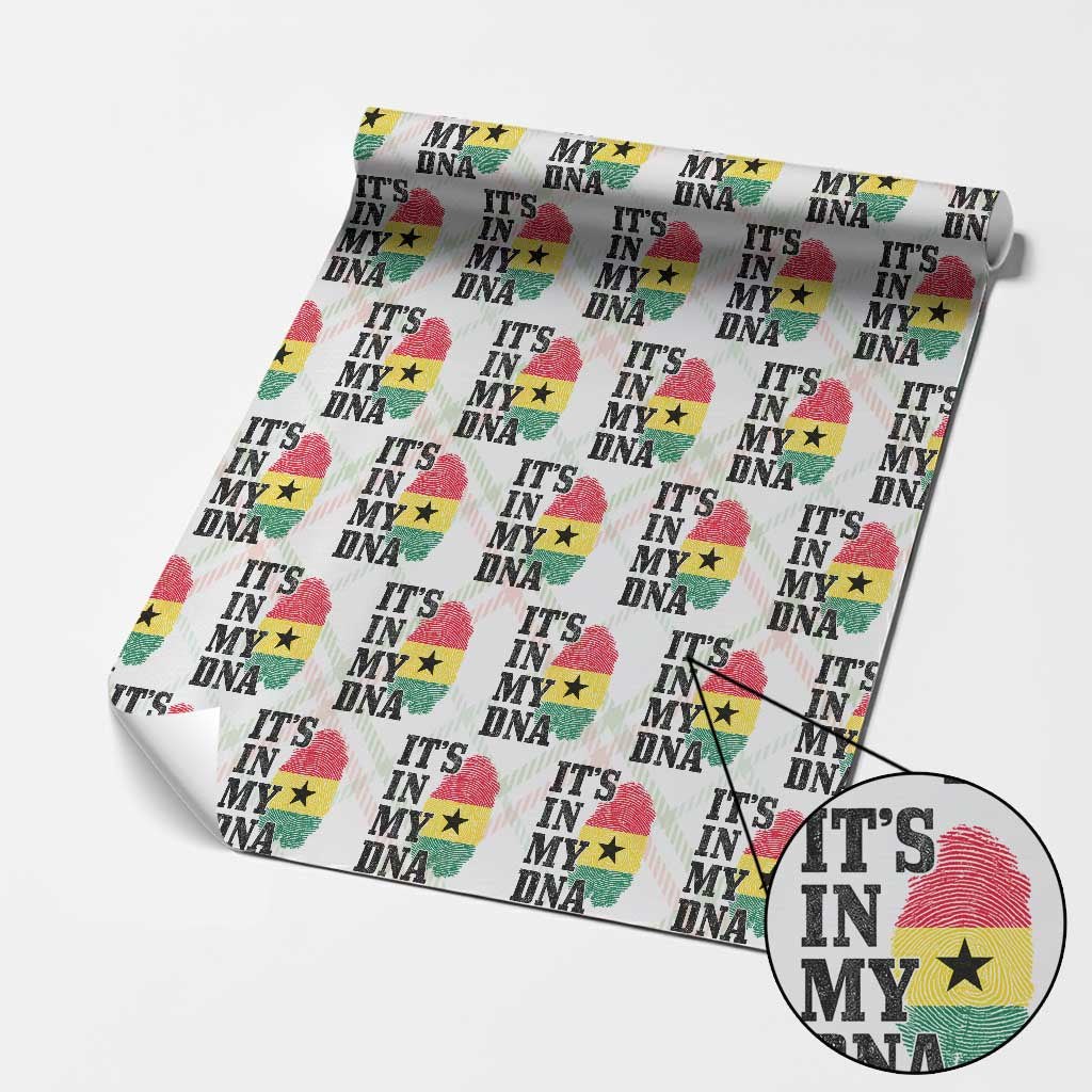Its In My DNA Ghana Wrapping Paper Roll Fingerprint Flag Proud Ghanaian Heritage Ghanese Roots