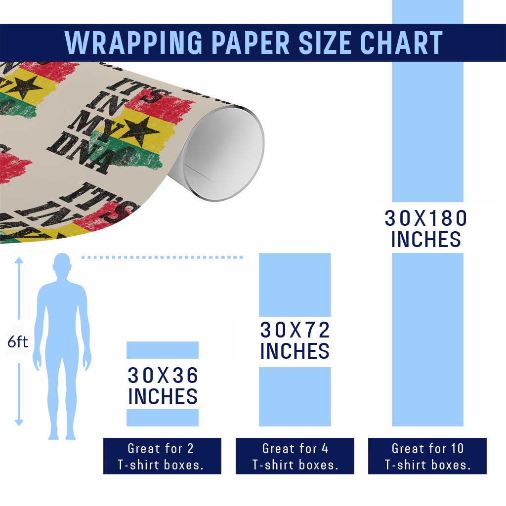 Its In My DNA Ghana Wrapping Paper Roll Proud Ghanaian Heritage Ghanese Roots Vintage Ghana Map Flag