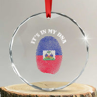 It's In My DNA Haitian Flag Fingerprint Graphic Crystal Glass Ornament Haiti Heritage Pride