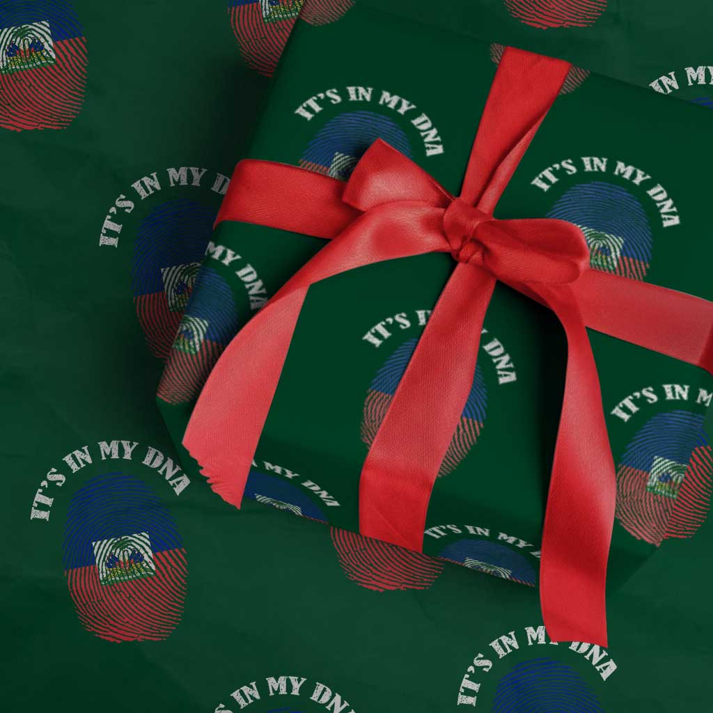 It's In My DNA Haitian Flag Fingerprint Graphic Wrapping Paper Roll Haiti Heritage Pride