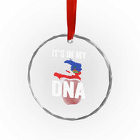 It's In My DNA Haitian Map and Fingerprint Flag Graphic Crystal Glass Ornament Haiti Heritage Pride
