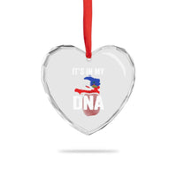 It's In My DNA Haitian Map and Fingerprint Flag Graphic Heart Crystal Glass Ornament Haiti Heritage Pride