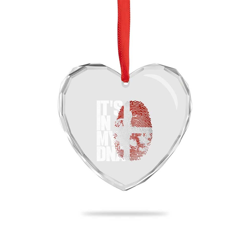It's in My DNA Heart Crystal Glass Ornament Denmark Map Flag Danish Gift