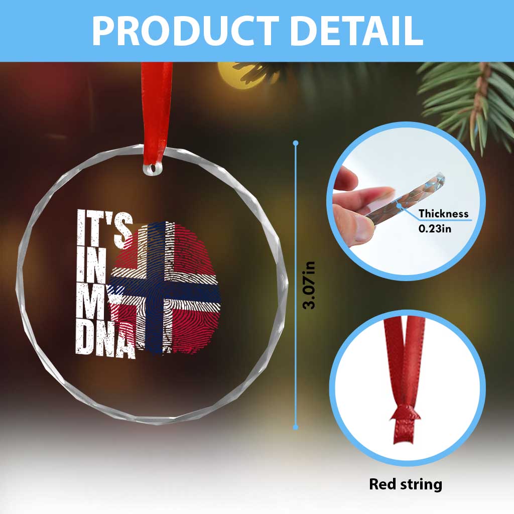 It's in My DNA Norway Norwegian Flag Pride Crystal Glass Ornament