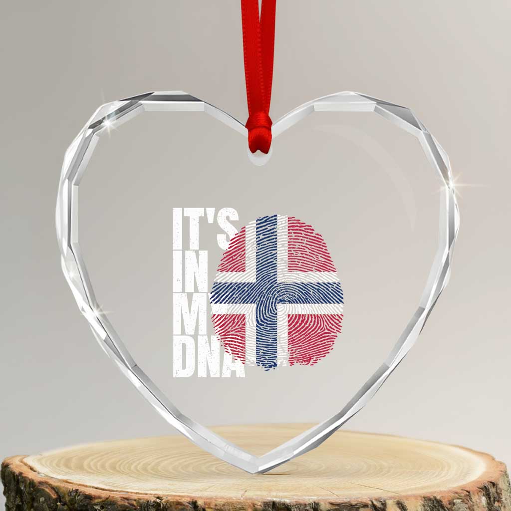 It's in My DNA Norway Norwegian Flag Pride Heart Crystal Glass Ornament