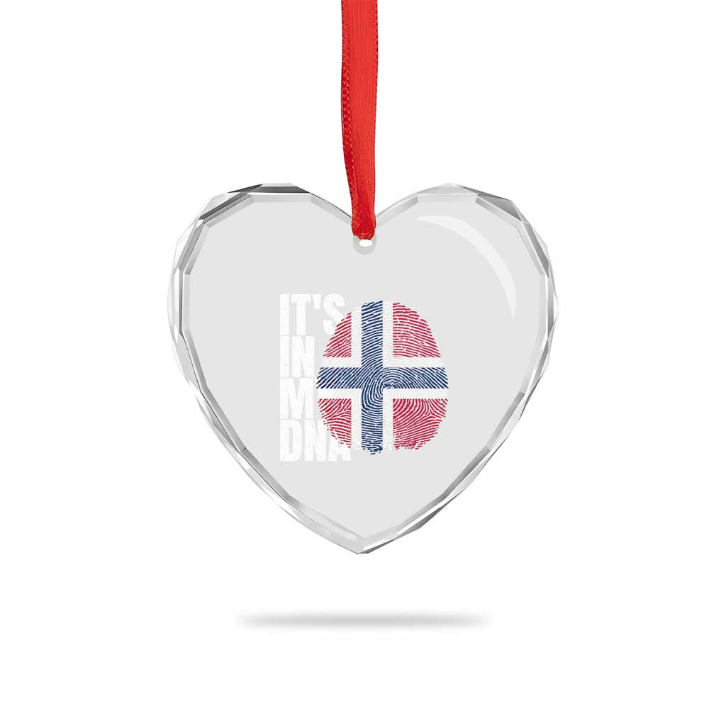 It's in My DNA Norway Norwegian Flag Pride Heart Crystal Glass Ornament
