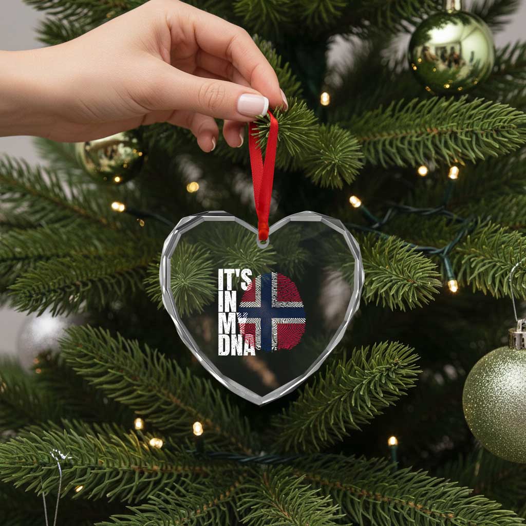 It's in My DNA Norway Norwegian Flag Pride Heart Crystal Glass Ornament