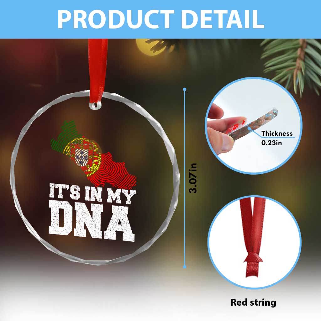 Its in My DNA Portugal Crystal Glass Ornament Portuguese Flag Portugal Boy Girl Gift - Wonder Print Shop