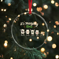 Its Mahjong Time Crystal Glass Ornament Funny Cartoon Mahjong Tiles Gathering Game Night