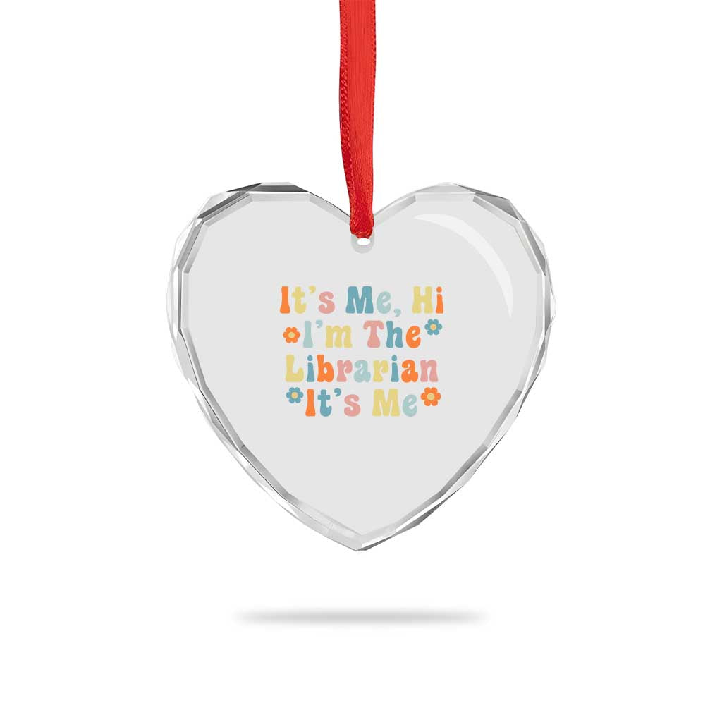 It's Me Hi I'm The Librarian Summer Reading Heart Crystal Glass Ornament Funny Back to School