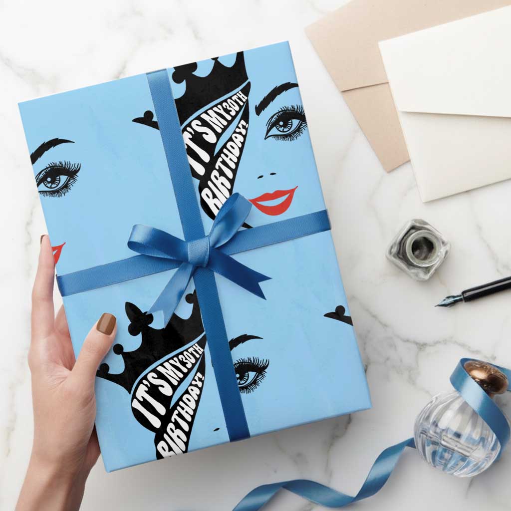 Its My 30th Birthday Wrapping Paper Roll Birthday Queen Crown Gift For Women