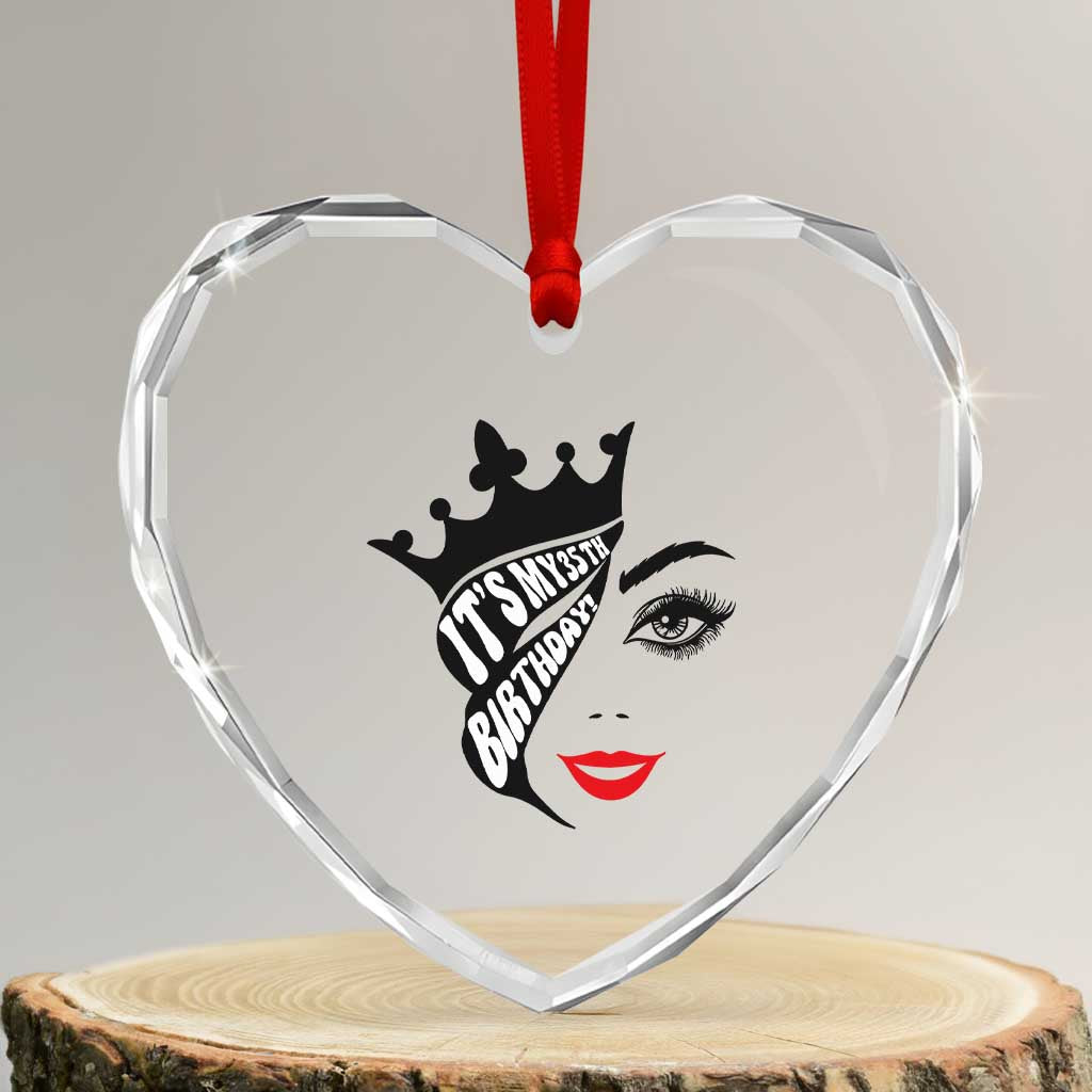 Its My 35th Birthday Heart Crystal Glass Ornament Birthday Queen Crown Gift For Women