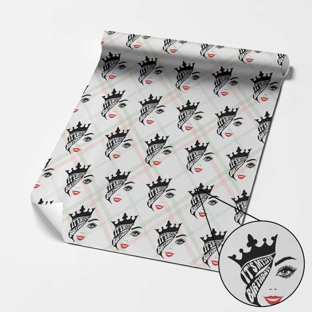 Its My 35th Birthday Wrapping Paper Roll Birthday Queen Crown Gift For Women