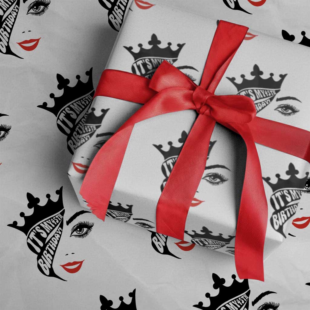 Its My 45th Birthday Wrapping Paper Roll Birthday Queen Crown Gift For Women