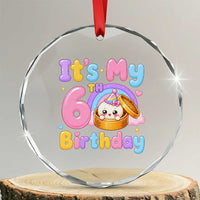 Its My 6th Birthday Kawaii Glitter Dumpling Graphic Crystal Glass Ornament Cute 6 Years Old Rainbow Bday Girl Party