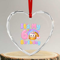Its My 6th Birthday Kawaii Glitter Dumpling Graphic Heart Crystal Glass Ornament Cute 6 Years Old Rainbow Bday Girl Party