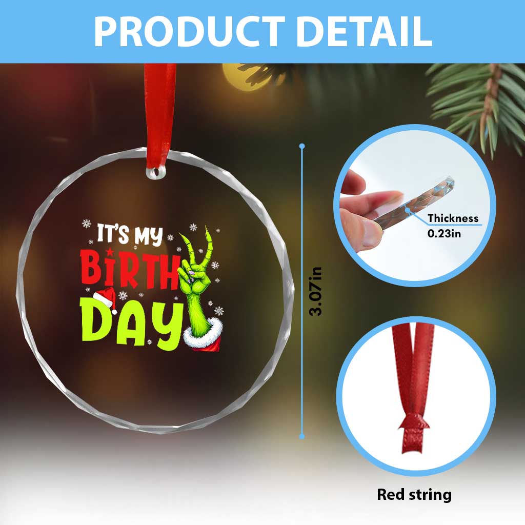 It's My Birthday Christmas Crystal Glass Ornament Funny Bday Xmas - Wonder Print Shop