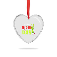 It's My Birthday Christmas Heart Crystal Glass Ornament Funny Bday Xmas - Wonder Print Shop