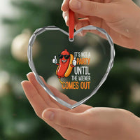 It's Not A Party Until The Wiener Comes Out Heart Crystal Glass Ornament Funny Hot Dog Joke BBQ 4th of July Cookout - Wonder Print Shop