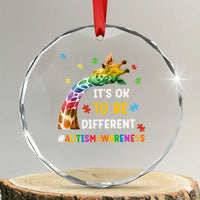 It's Ok To Be Different Autism Awareness Crystal Glass Ornament Rainbow Giraffe Puzzle