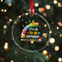 It's Ok To Be Different Autism Awareness Crystal Glass Ornament Rainbow Giraffe Puzzle