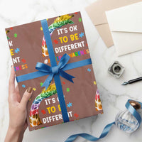 It's Ok To Be Different Autism Awareness Wrapping Paper Roll Rainbow Giraffe Puzzle
