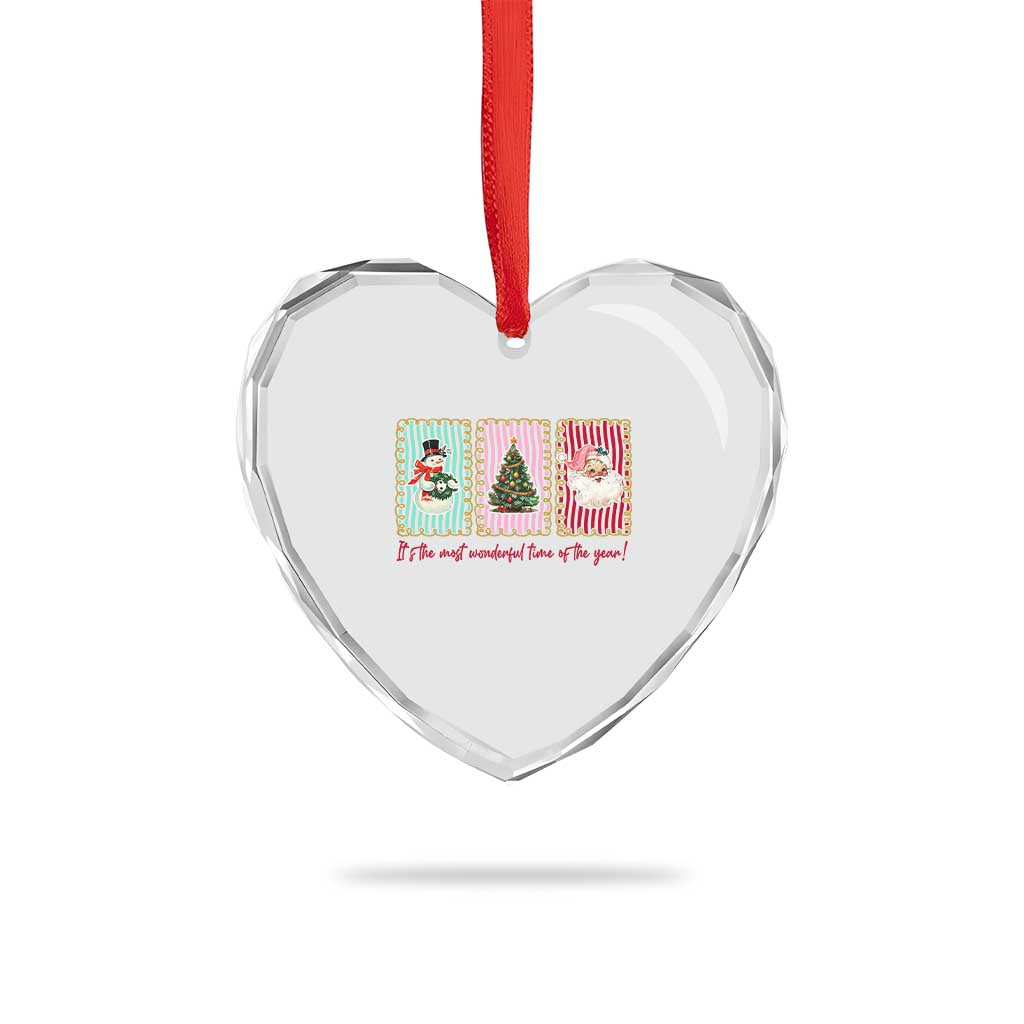 It's The Most Wonderful Time Of The Year Heart Crystal Glass Ornament Coquette Christmas - Wonder Print Shop