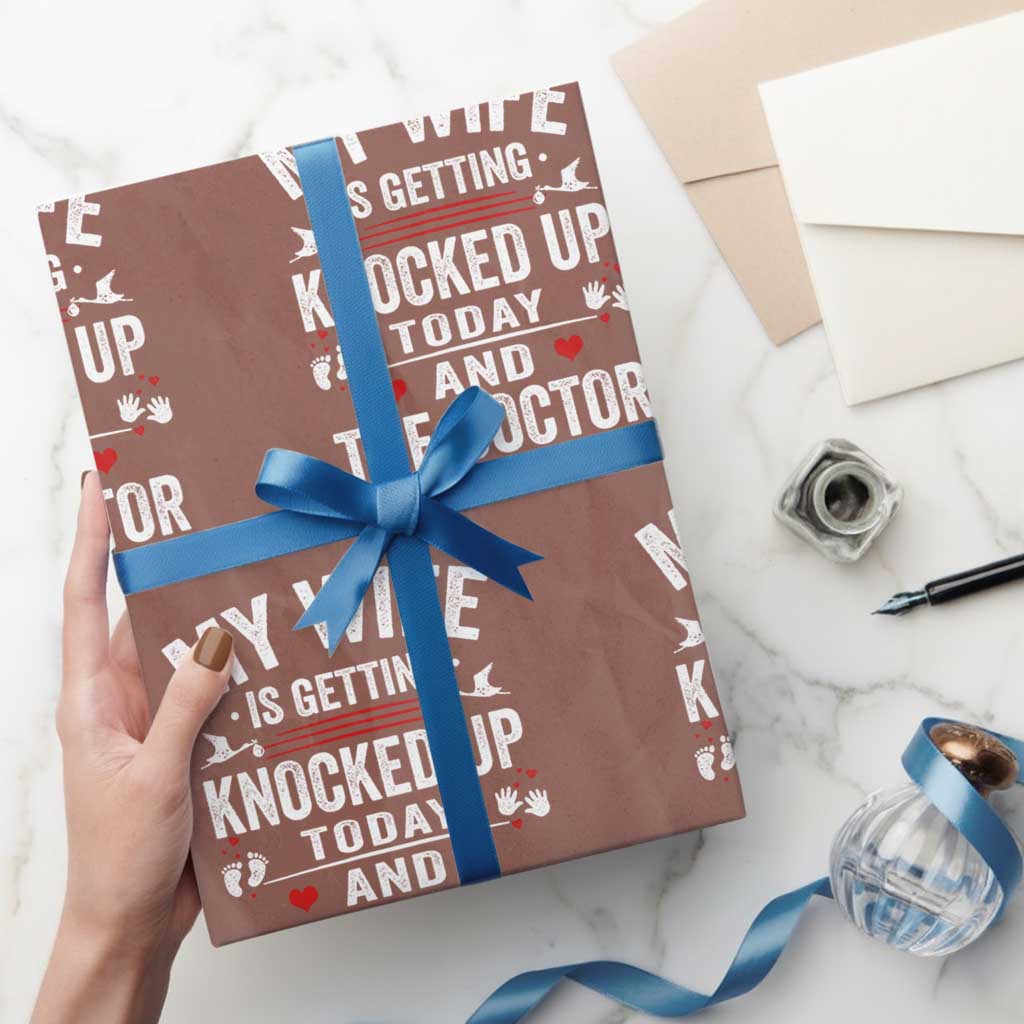 IVF Dad Wrapping Paper Roll Wife Knocked Up For Embryo Transfer Day - Wonder Print Shop