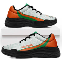 Ivory Coast 2026 Football Chunky Sneakers Les Elephants African Pattern Curve Stylized - Wonder Print Shop